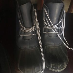 Navy blue duck boots
